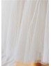 Champagne Pleated Tulle V Neck Short Flower Girl Dress